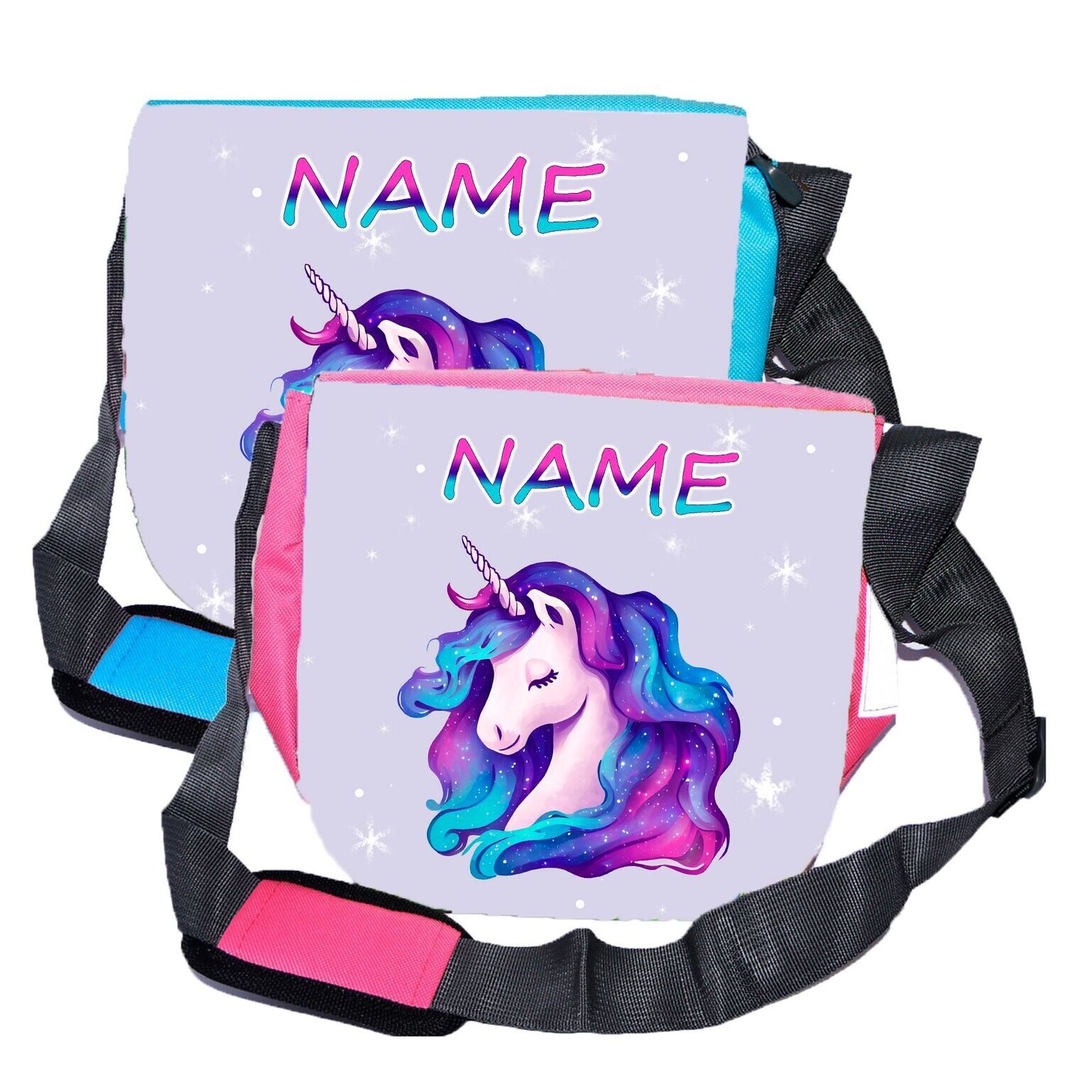 " Kindergartentasche mit Galaxy-Einhorn-Motiv in lila Farben. Ideal für kleine Fantasy-Fans."