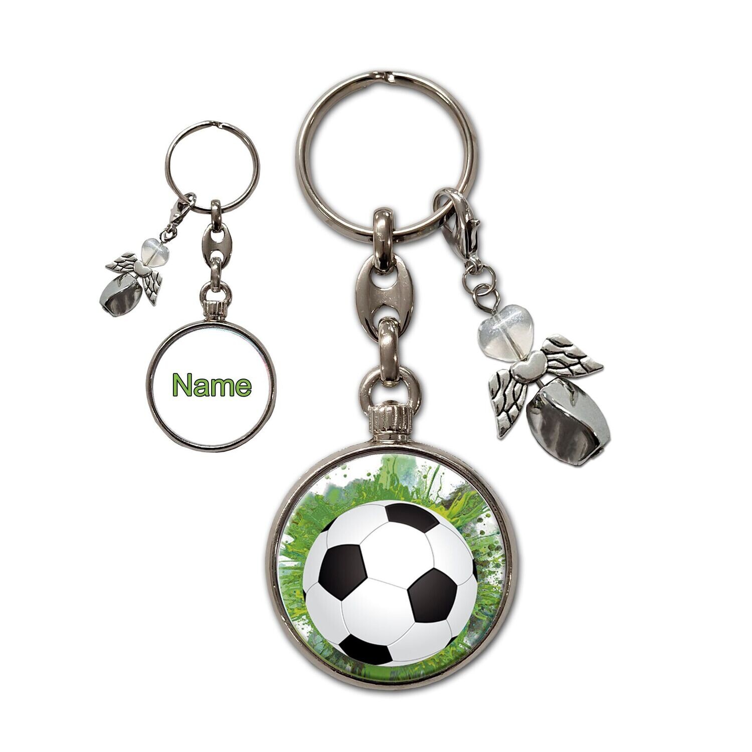 Fußball Metall Schlüsselanhänger Schutzengel, Engel: Silber
