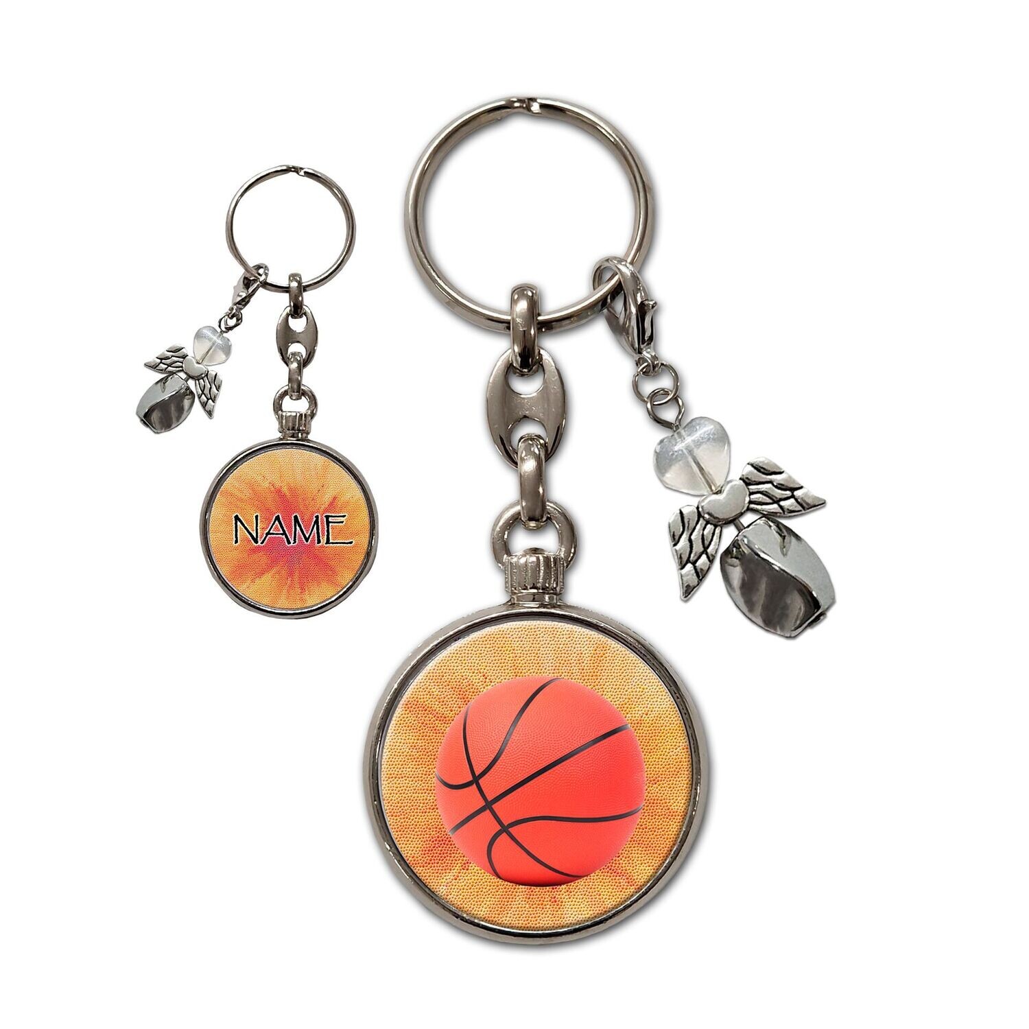 Basketball Metall Schlüsselanhänger Schutzengel, Engel: Silber