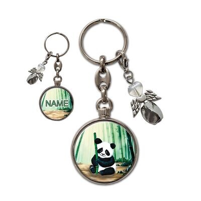 Panda Metall Schlüsselanhänger Schutzengel