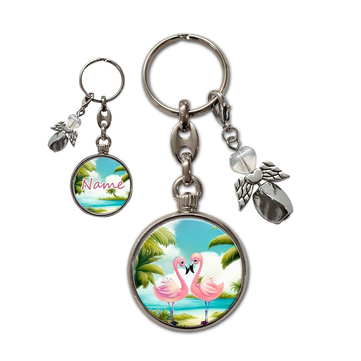 Flamingo Metall Schlüsselanhänger Schutzengel