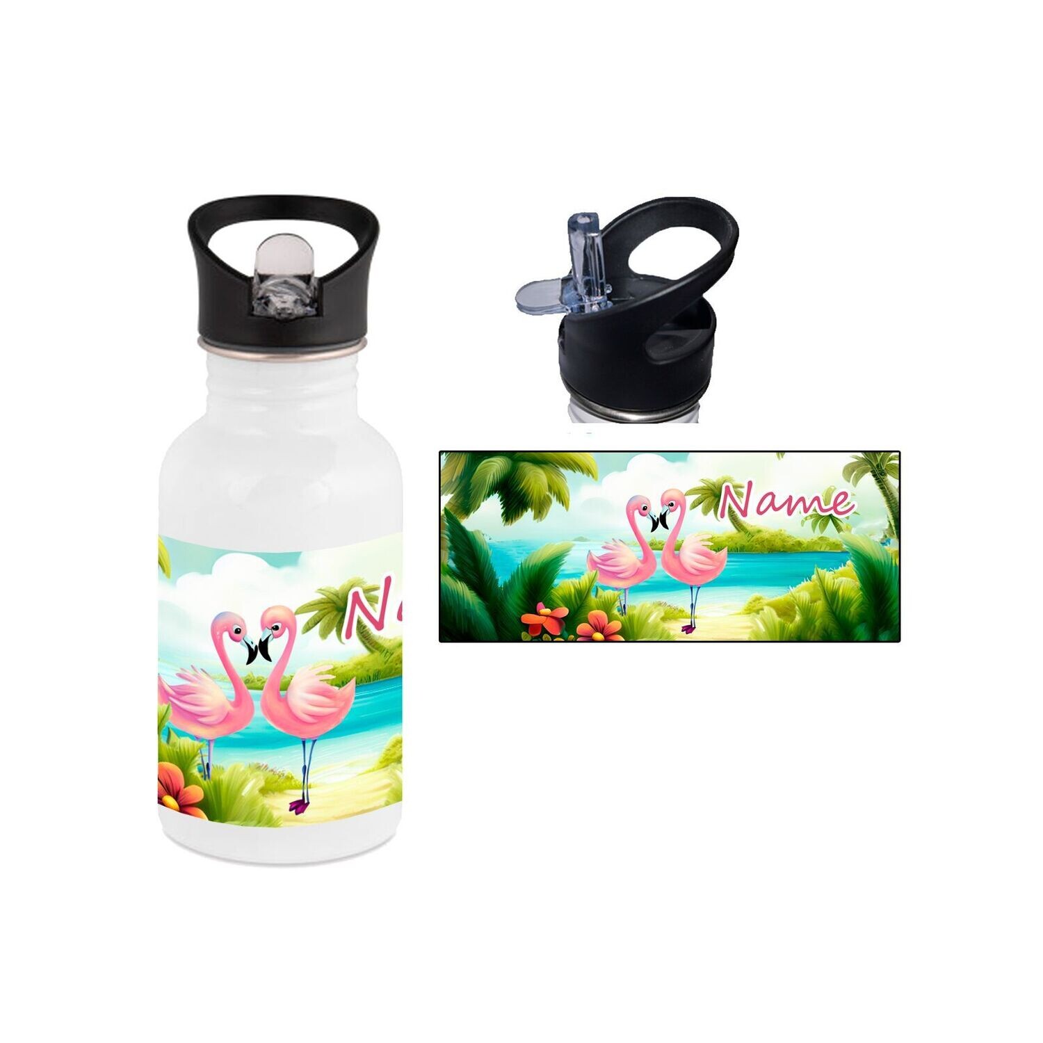 Flamingo Edelstahl Trinkflasche