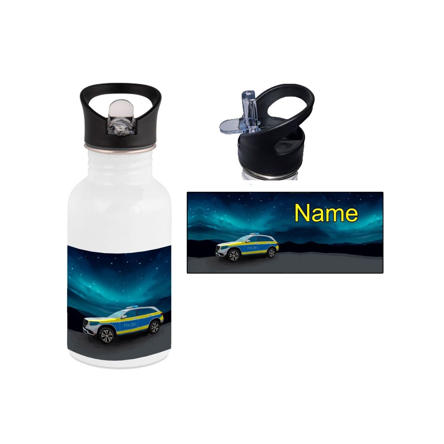 Polizei Edelstahl Trinkflasche