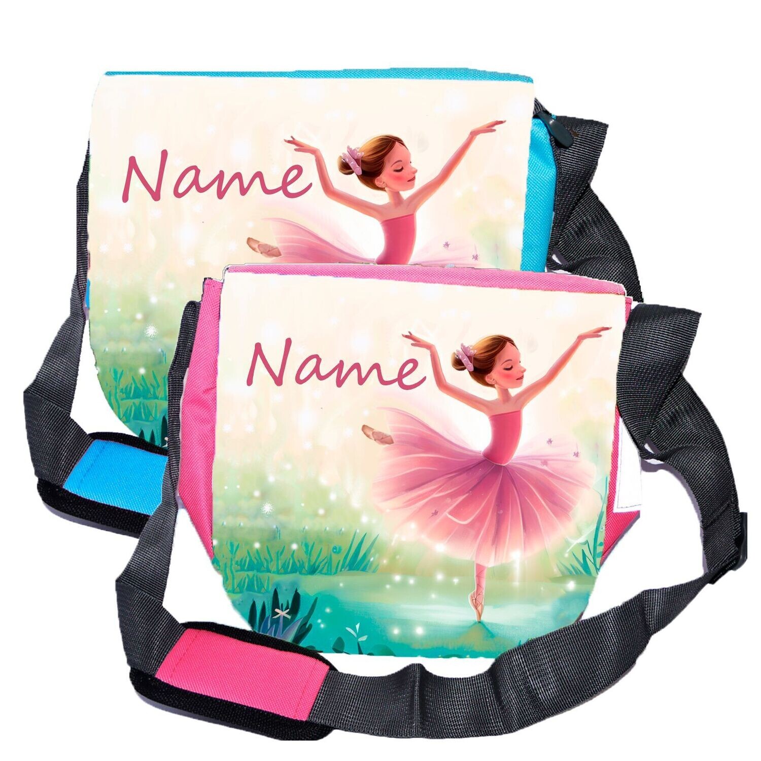 " Kindergartentasche mit Ballerina-Motiv in Rosa und Lila. Perfekt für Tanzliebhaber."