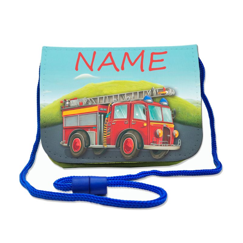 Feuerwehr Brustbeutel Spannender Brustbeutel mit Feuerwehr-Motiv. Transparentes Fach für Busfahrkarten, ideal für kleine Helden.