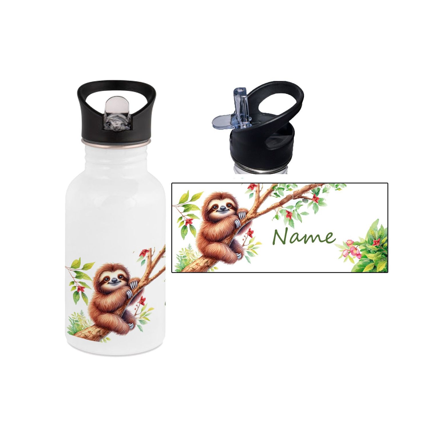 Faultier Edelstahl Trinkflasche