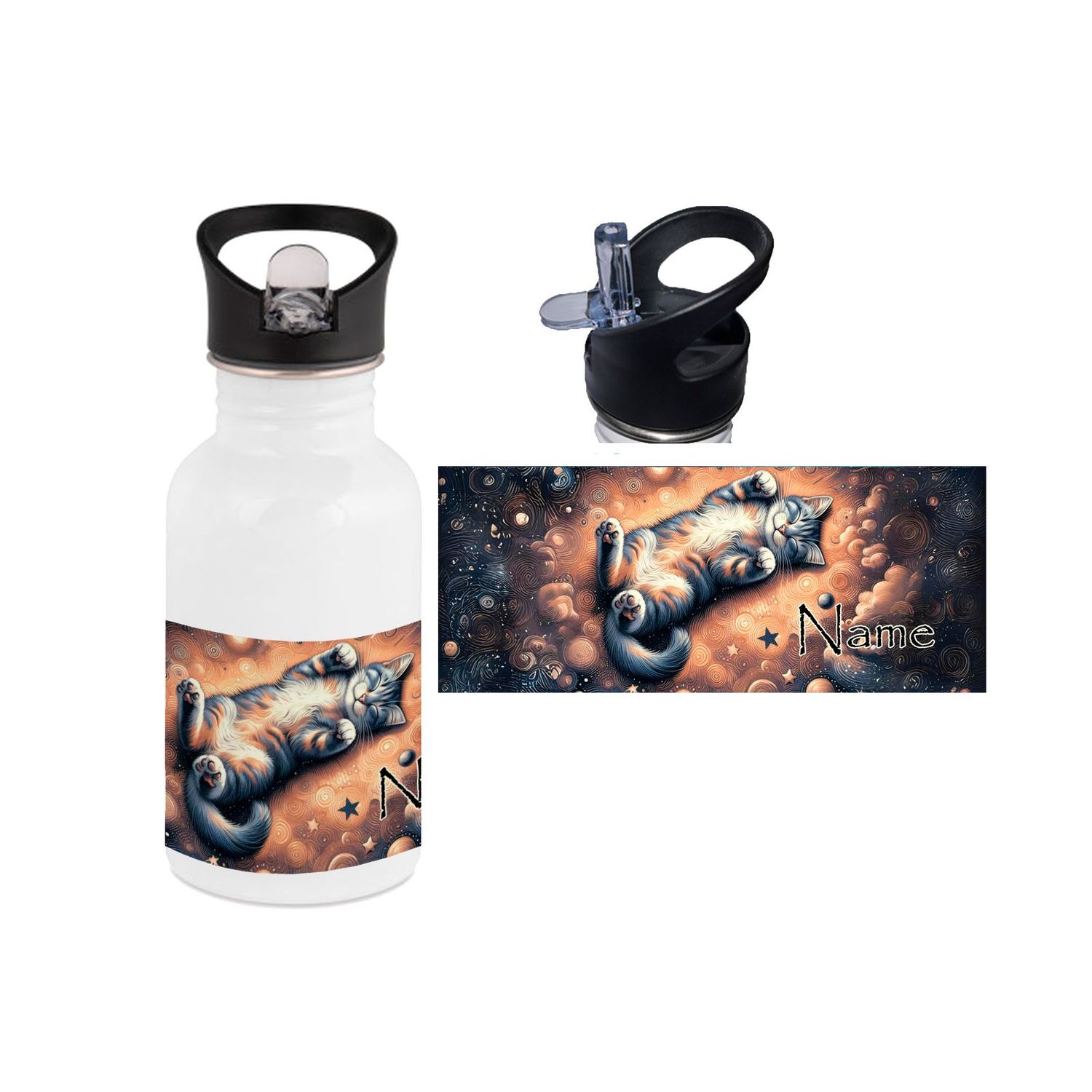 Katze Edelstahl Trinkflasche