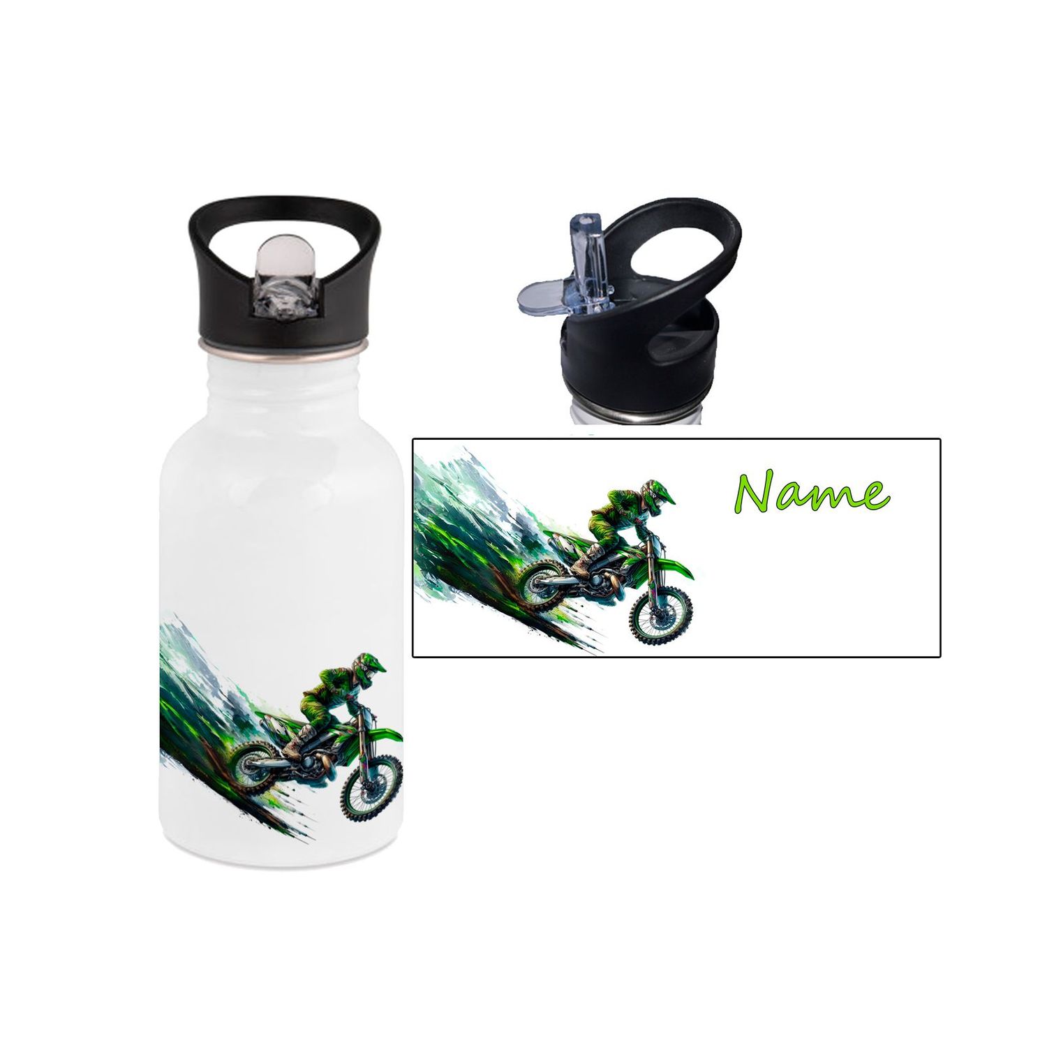 Motocross Edelstahl Trinkflasche