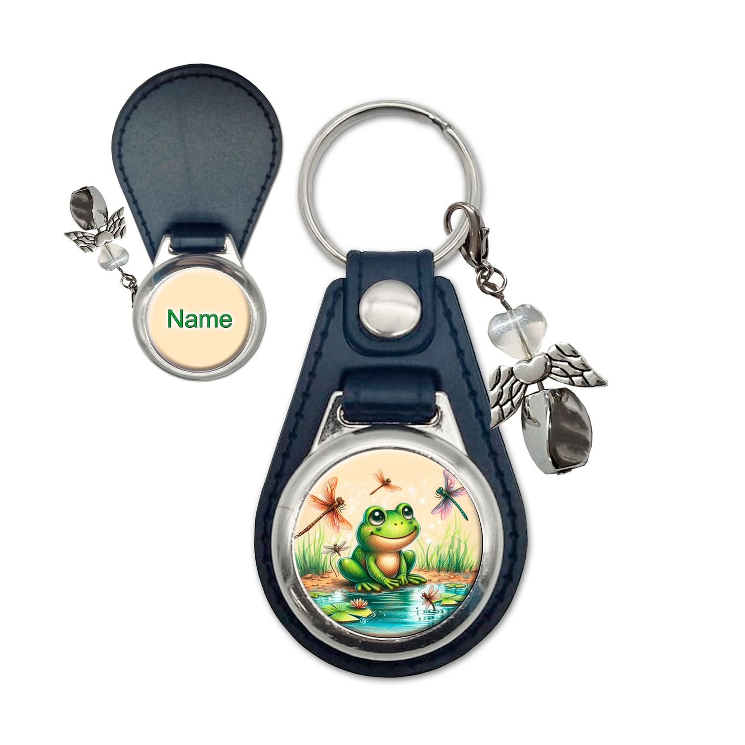 Frosch Metall/Kunstleder Schlüsselanhänger Schutzengel