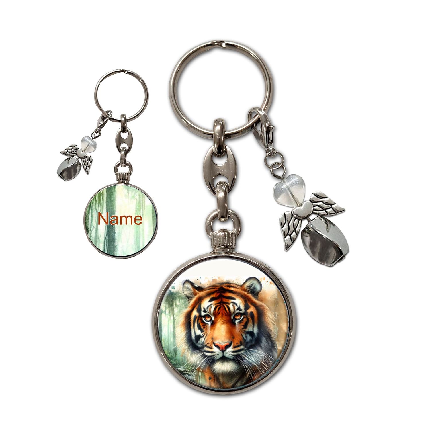 Tiger Metall Schlüsselanhänger Schutzengel, Engel: Silber
