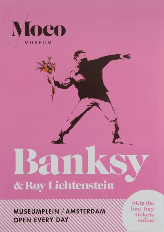 Banksy and Roy Lichtenstein, 2017 - MOCO Museum - Original lithographic poster cm 59,5 x 42 - in 23,4 x 16,5