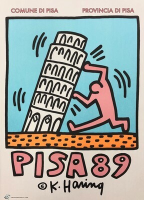Keith Haring, (after) - PISA 89 - Exhibition offset poster - cm 59 x 42 - in 23,2 x 16,5