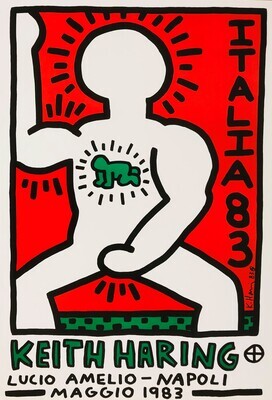 Keith Haring, (after) - ITALIA 83 - Advertising vintage exhibition offset poster - cm 69 x 47