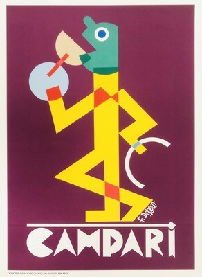 Fortunato Depero - CAMPARI - Advertising beautiful vintage affiche - c.a. cm 50 x 35