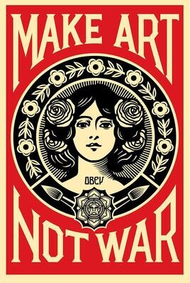 Shepard Fairey, 2021 - MAKE ART NOT WAR - Offset lithograph - cm 91 x 61 - in 36 x 24 - Signed and dated