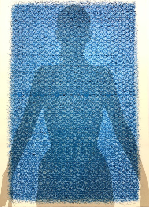 Theo Gallino, 2004 - FIGURA FEMMINILE BLU - Serigrafia blu a 7 colori - cm 105 x 75 - in 41,3 x 29,5