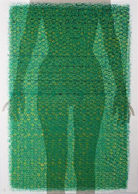 Theo Gallino, 2004 - FIGURA FEMMINILE VERDE - Serigrafia verde a 7 colori - cm 105 x 75 - in 41,3 x 29,5