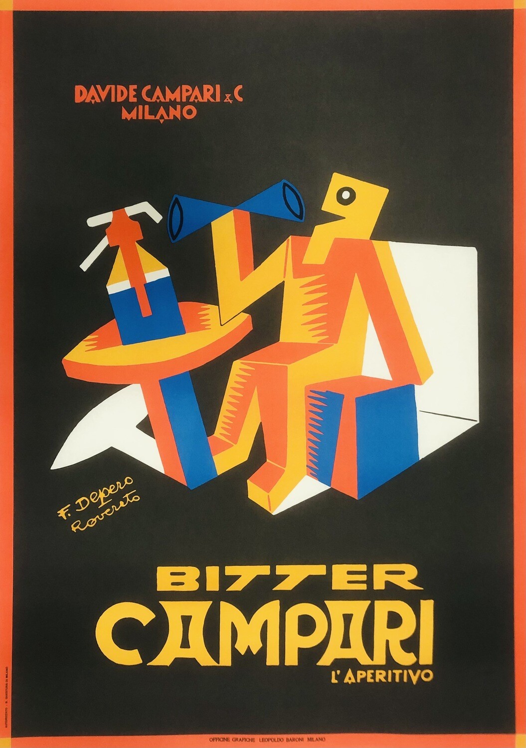 Fortunato Depero - BITTER CAMPARI - Advertising beautiful vintage affiche - c.a. cm 97,5 x 68