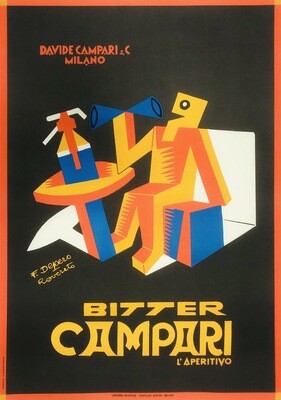 Fortunato Depero - BITTER CAMPARI - Advertising beautiful vintage affiche - c.a. cm 97,5 x 68