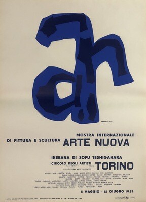 Armando Testa, 1959 - ARTE NUOVA TORINO - Original exhibition vintage poster cm 70 x 50 - in 27,5 x 19,7