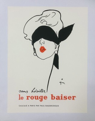 René Gruau, c.a. 1970 - LE ROUGE BAISER - Advertising vintage affiche - cm 56 x 44 - in 22 x 17,3