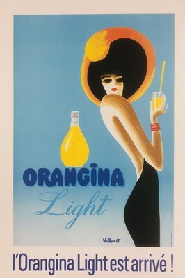 Bernard Villemot, c.a. 1980s - ORANGINA LIGHT - Advertsing offset poster - c.a. cm 44 x 59 - in 17,3 x 23,2