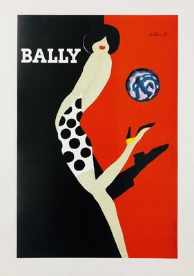 Bernard Villemot, c.a. 1980s - BALLY KICK - Advertising vintage offset poster - c.a. cm 60 x 40 - in 23,6 x 15,7