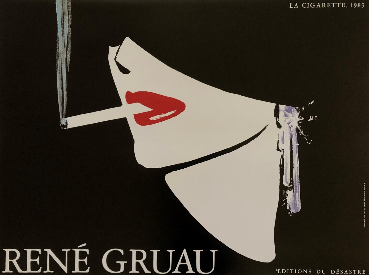 René Gruau, 1983 - LA CIGARETTE - Original vintage poster - cm 61 x 80 - in 24 x 31,5