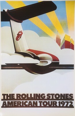 John Pasche, 1972 - ROLLING STONES AMERICAN TOUR - Exhibition vintage offset poster  - c.a. cm 97 x 64 - in 38,2 x 25,2