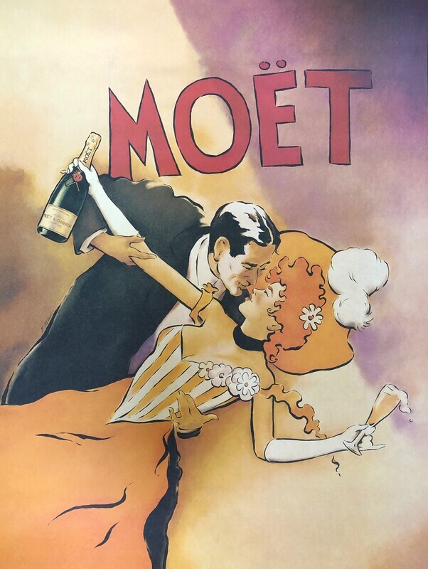 Vince Mcindoe, 80s - Moët &amp; Chandon Champagne Brut Imperial - Original vintage poster - cm 61 x 46 - in 24 x 18,1