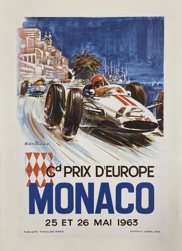 MONACO 63 - Michel Beligond, 1980s - Original vintage poster - cm 60 x 40 - in 24 x 16