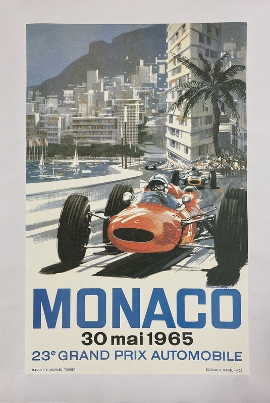 MONACO 65 - Michael Turner, 1980s - Original vintage poster - cm 62 x 39,5 - in 24,4 x 15,5