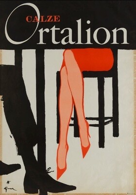 Rene Gruau, c.a. 1970s - CALZE ORTALION - Original advertising vintage affiche - c.a. cm 140 x 100 - in 55,1 x 39,4