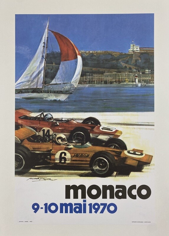 MONACO 70 - Michael Turner, 1970 - Original vintage poster - cm 61,5 x 40 - in 24,2 x 16