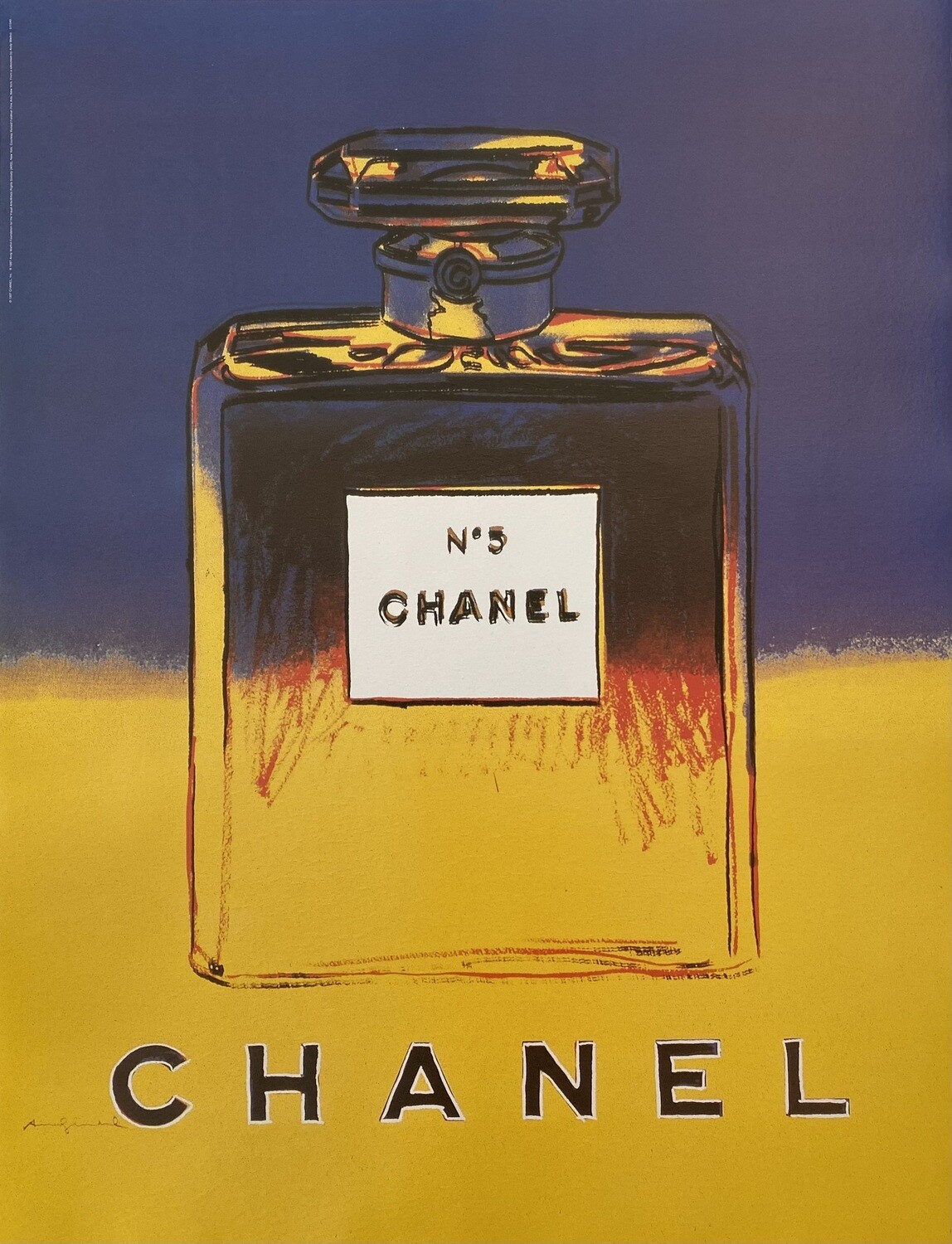 Andy Warhol, 1997 - CHANEL N.5 - YELLOW - Original vintage poster - cm 72,5 x 56 - in 28,5 x 22