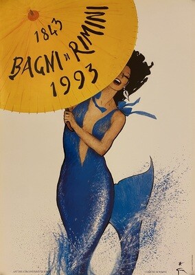 René Gruau, 1993 - BAGNI DI RIMINI 1843_1993 (150 ANNI) - Original vintage affiche - c.a. cm 98 x 68 - in 38,5 x 26,7