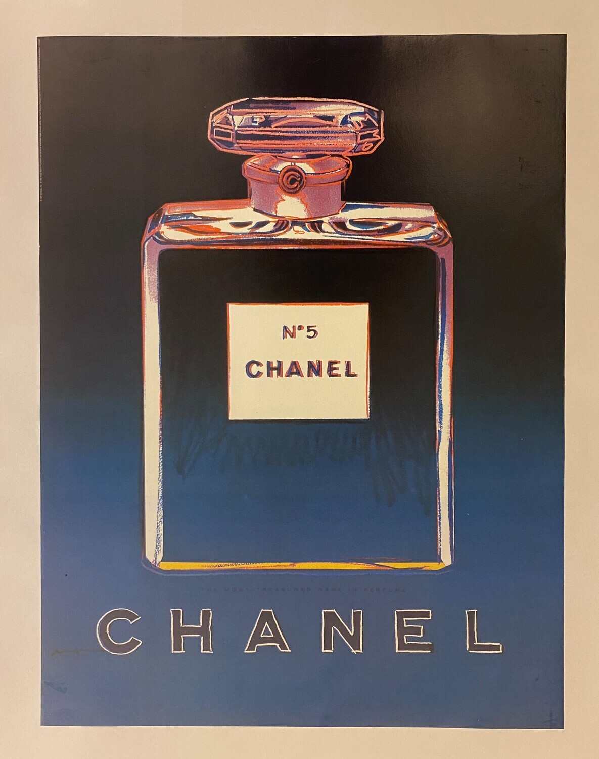 Andy Warhol, 1997 - CHANEL N.5 - BLUE - Advertising vintage poster - cm 72,5 x 56 - in 28,5 x 22