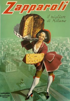 Gino Boccasile, 60s - Zapparoli - Original vintage affiche linen backed on canvas - c.a. cm 48 x 34 - in 18,9 x 13,4