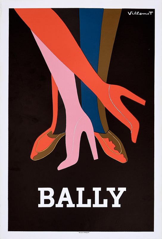 Bernard Villemot, c.a. 1980s - BALLY (SHOES) - Original vintage offset poster - c.a. 62 x 43 - in 24,2 x 16,7