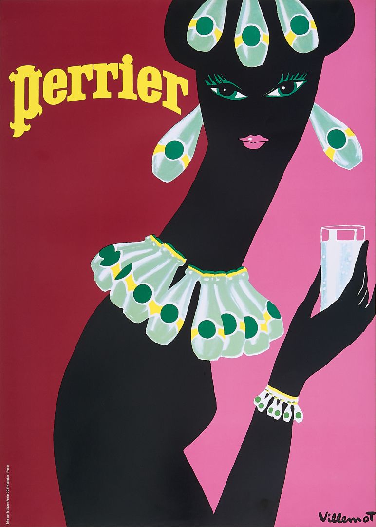 Bernard Villemot, c.a. 1980s - PERRIER - Original vintage poster - c.a. cm 60 x 43 - in 23,6 x 16,9