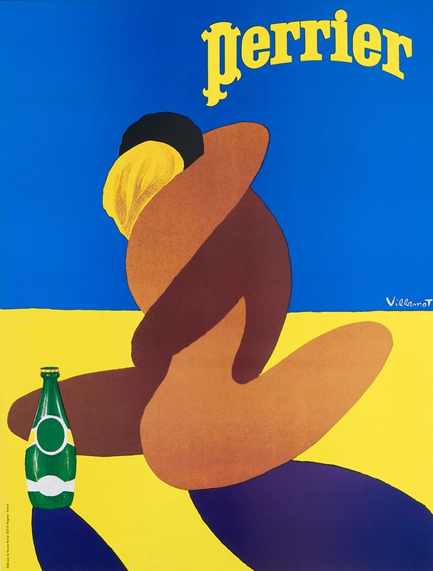 Bernard Villemot, c.a. 1990s - PERRIER - Original vintage poster - cm 60 x 45,5 - in 23,6 x 17,7