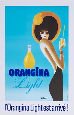Bernard Villemot, c.a. 1980s - ORANGINA LIGHT - Original vintage poster - c.a. cm 44 x 59 - in 17,3 x 23,2