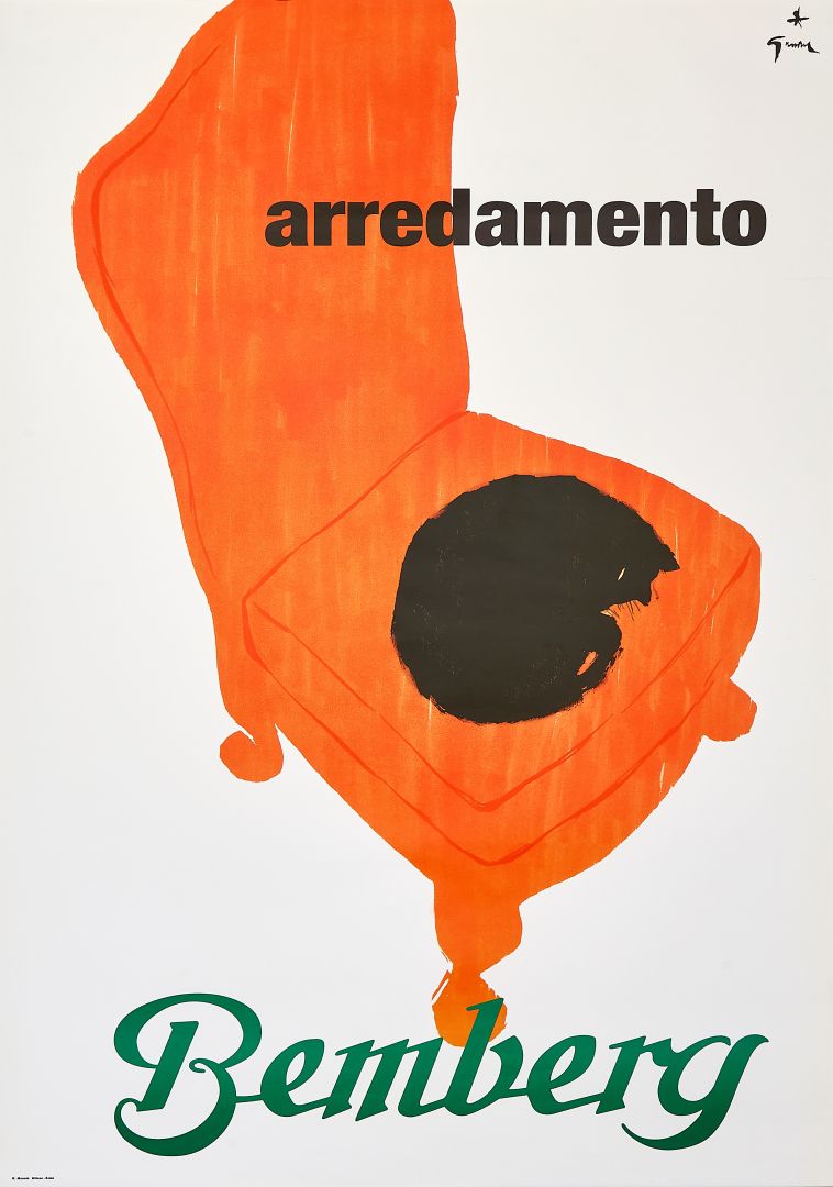 René Gruau, c.a. 1970s - ARREDAMENTO BEMBERG - Original vintage affiche  - c.a. cm 140 x 100 - in 55,1 x 39,4