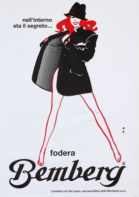 René Gruau, c.a. 1970s - Nell&#39;interno sta il segreto - FODERA BEMBERG - Original advertising vintage affiche - c.a. cm 140 x 100 - in 55,1 x 39,4