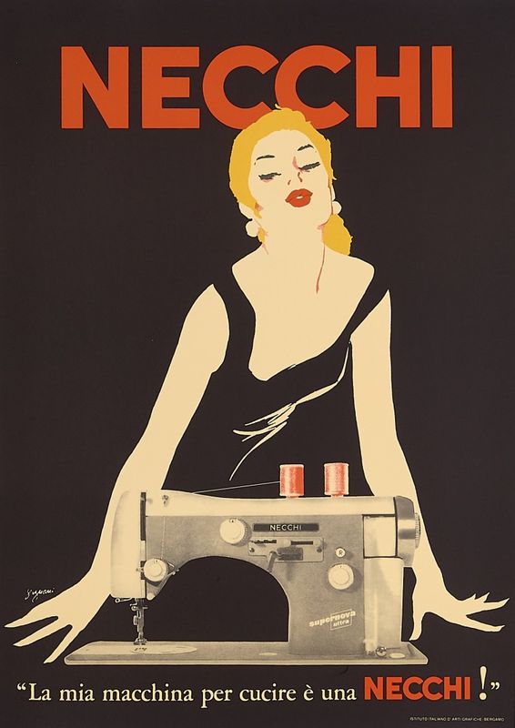 Jeanne Grignani, 1980s - NECCHI (Black) - Original vintage poster - c.a. cm 48 x 34,5 - in 18,9 x 13,6