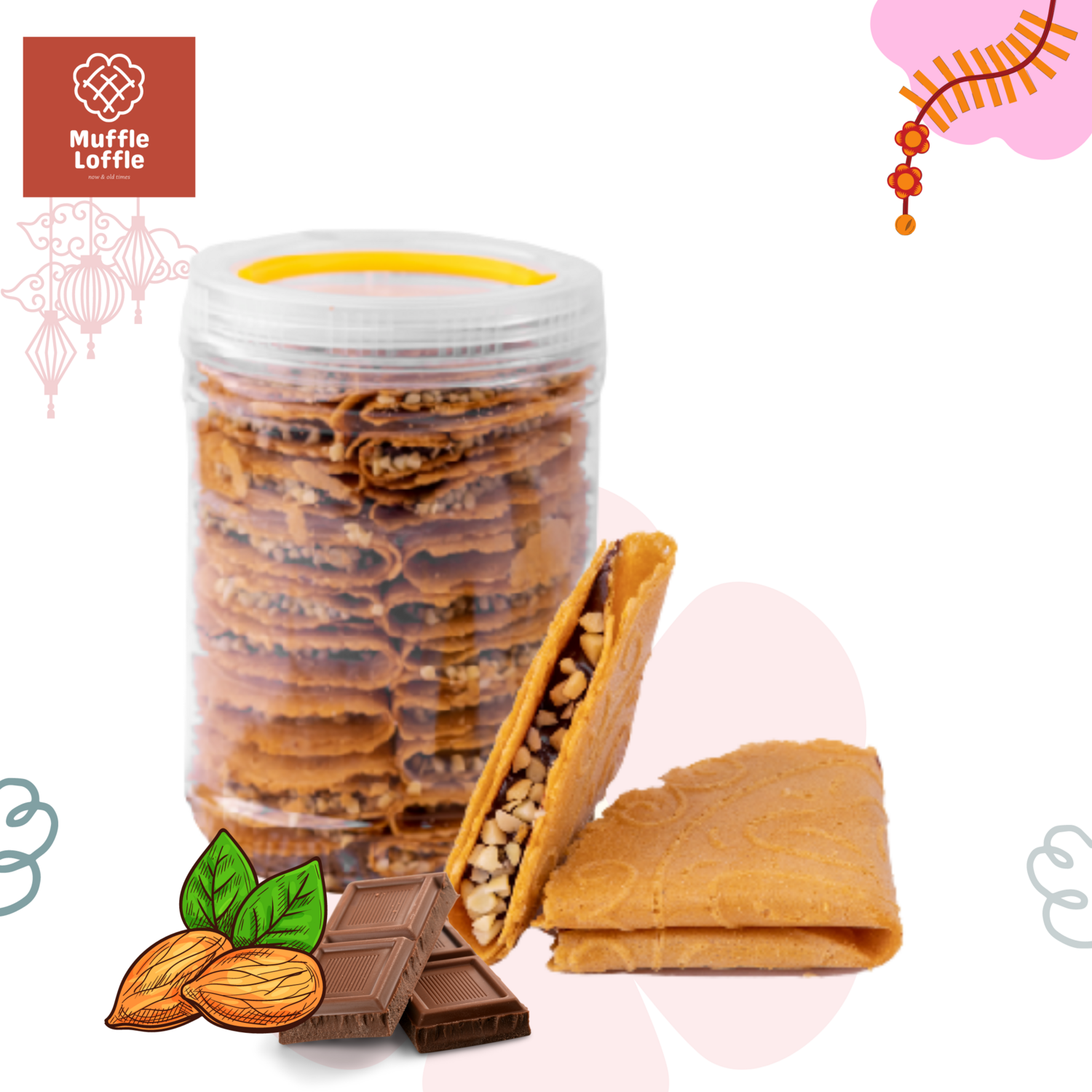 Almond Chocolate Kuih Kapit 杏仁粒巧克力娘惹鸡蛋饼