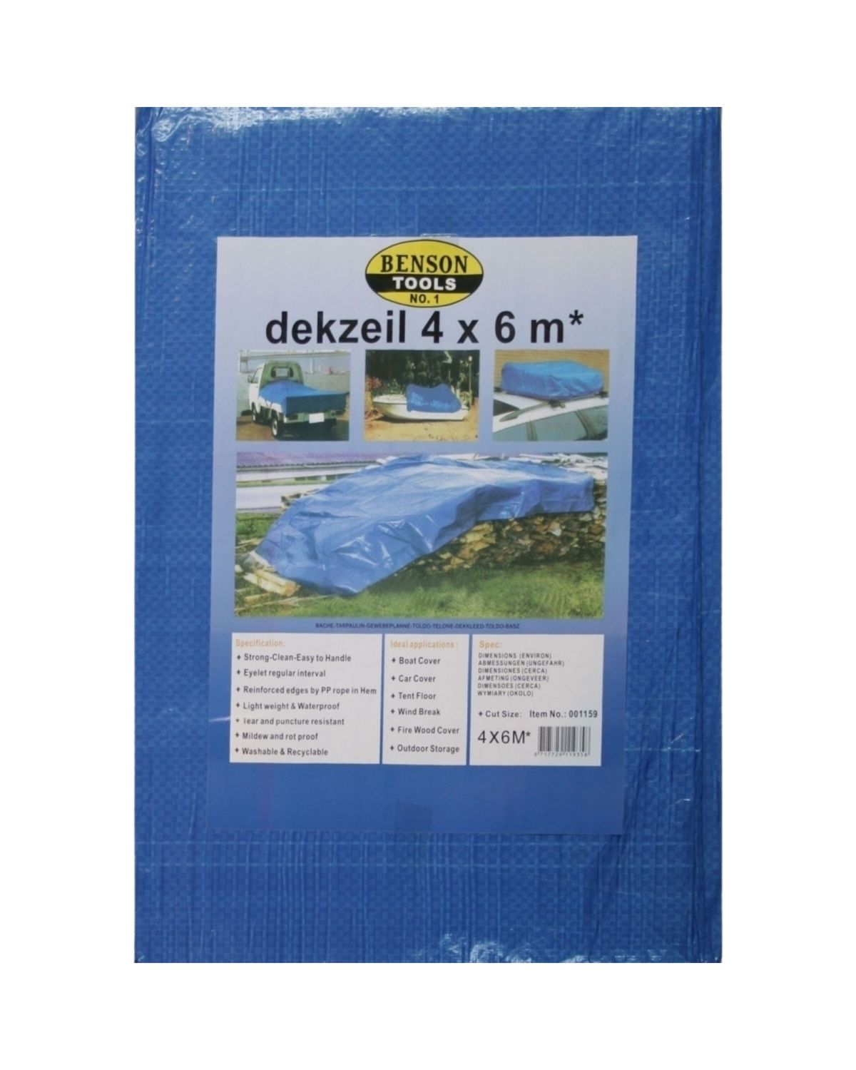Gewebeplane 4m x 6m blau mit Ösen