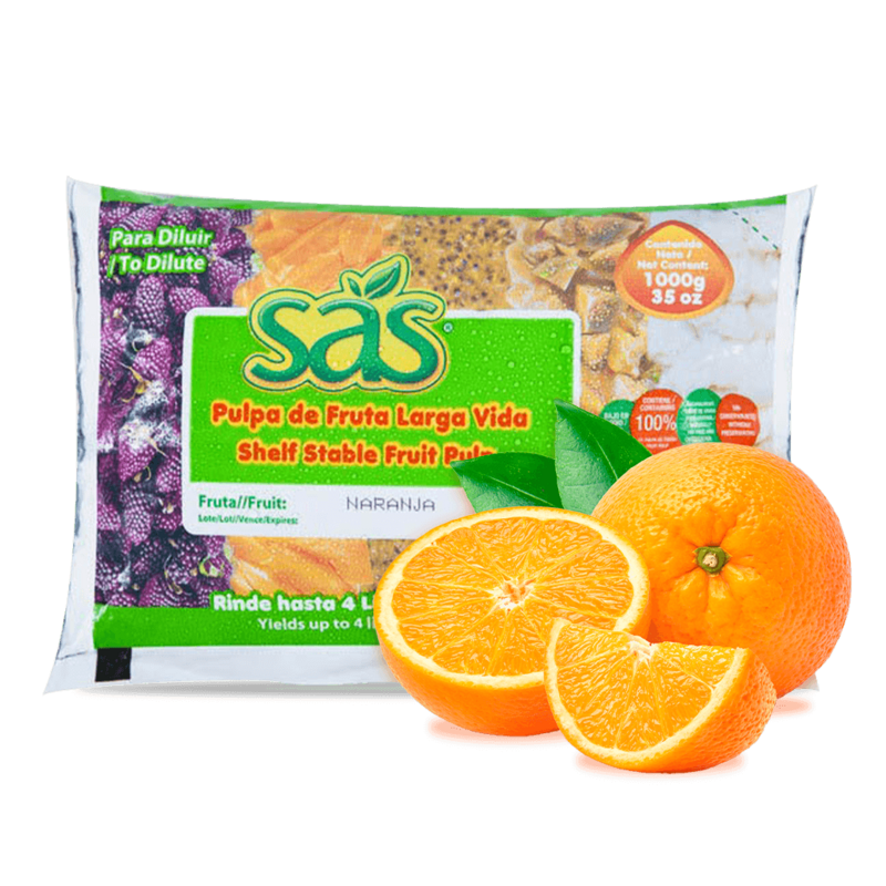 Empaque de pulpa de fruta larga vida de naranja