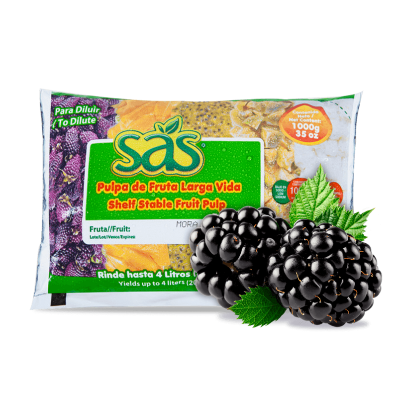 Empaque de pulpa de fruta larga vida de mora