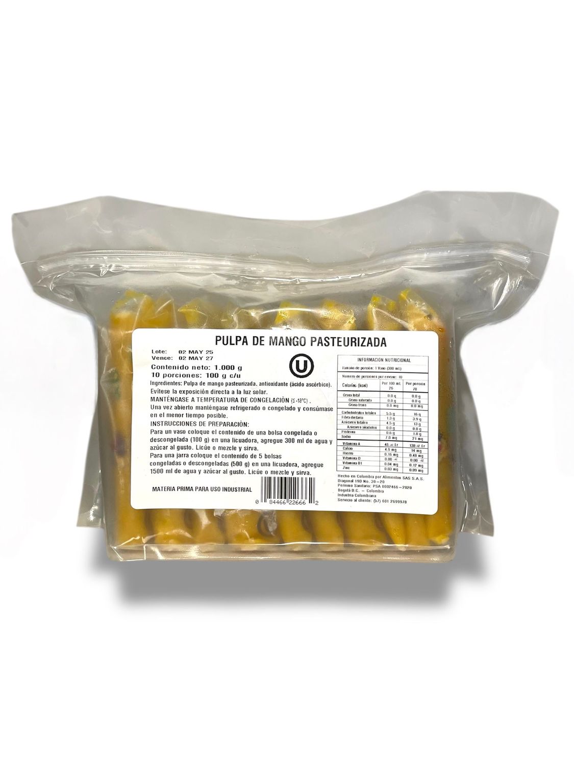 Pulpa de Mango Congelada en Kilo Porcionado (10)